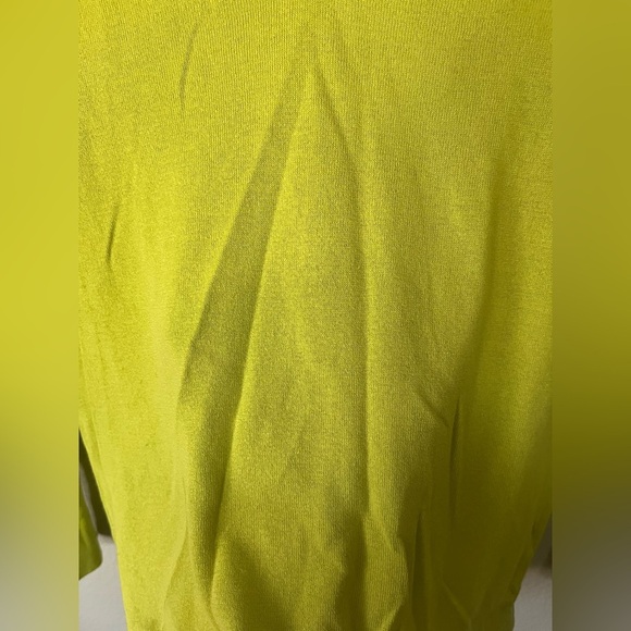 Sak's Fifth Avenue Lemon Lime V Neck Silk & Cashmere Sweater Women's Size S - Picture 13 of 13